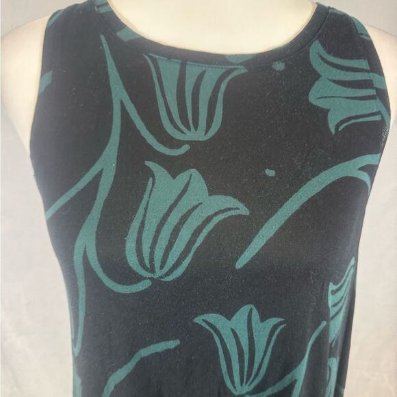 Ann Taylor Loft black and dark green buttercup floral swing dress size small - Picture 3 of 7
